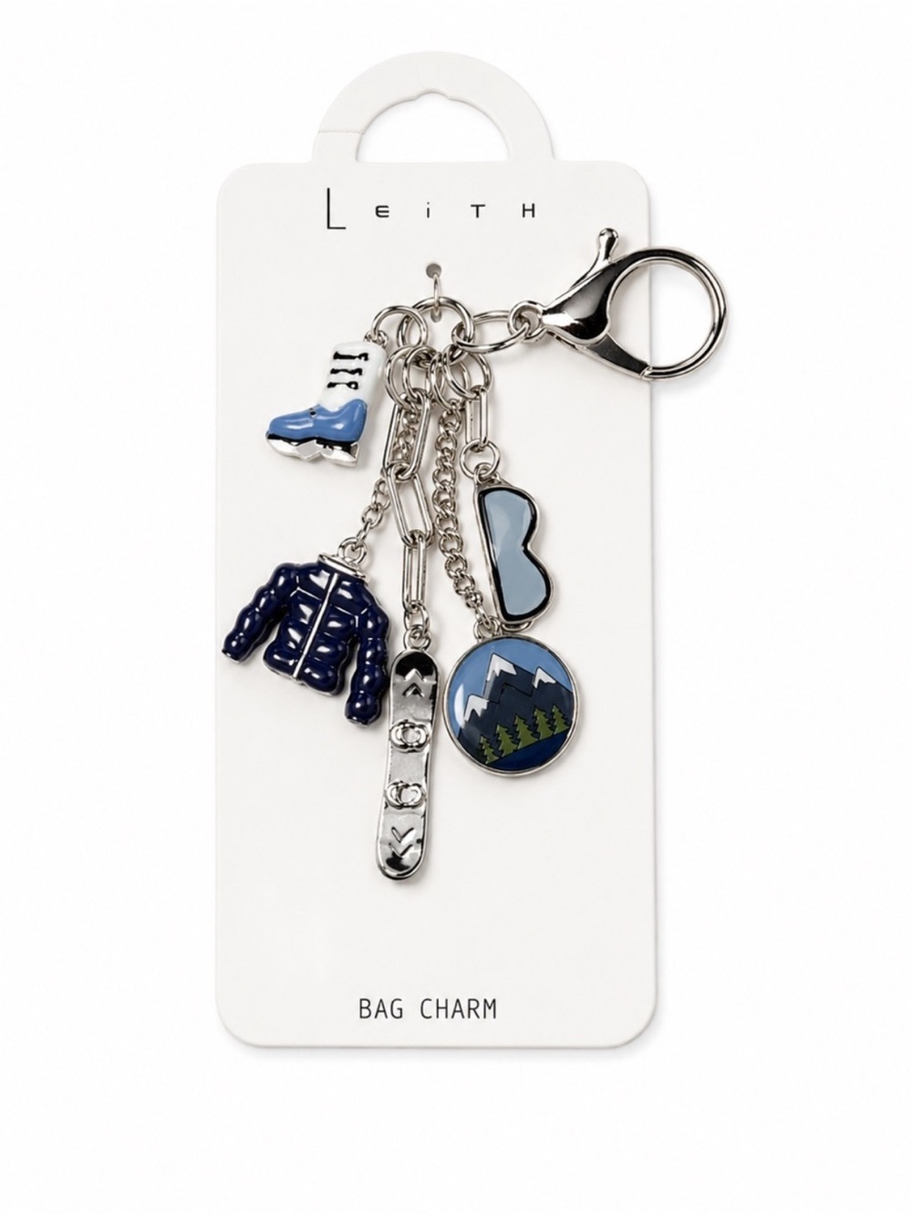 Leith Blue Ski & Snowboard Winter Gear Enamel Bag Charm